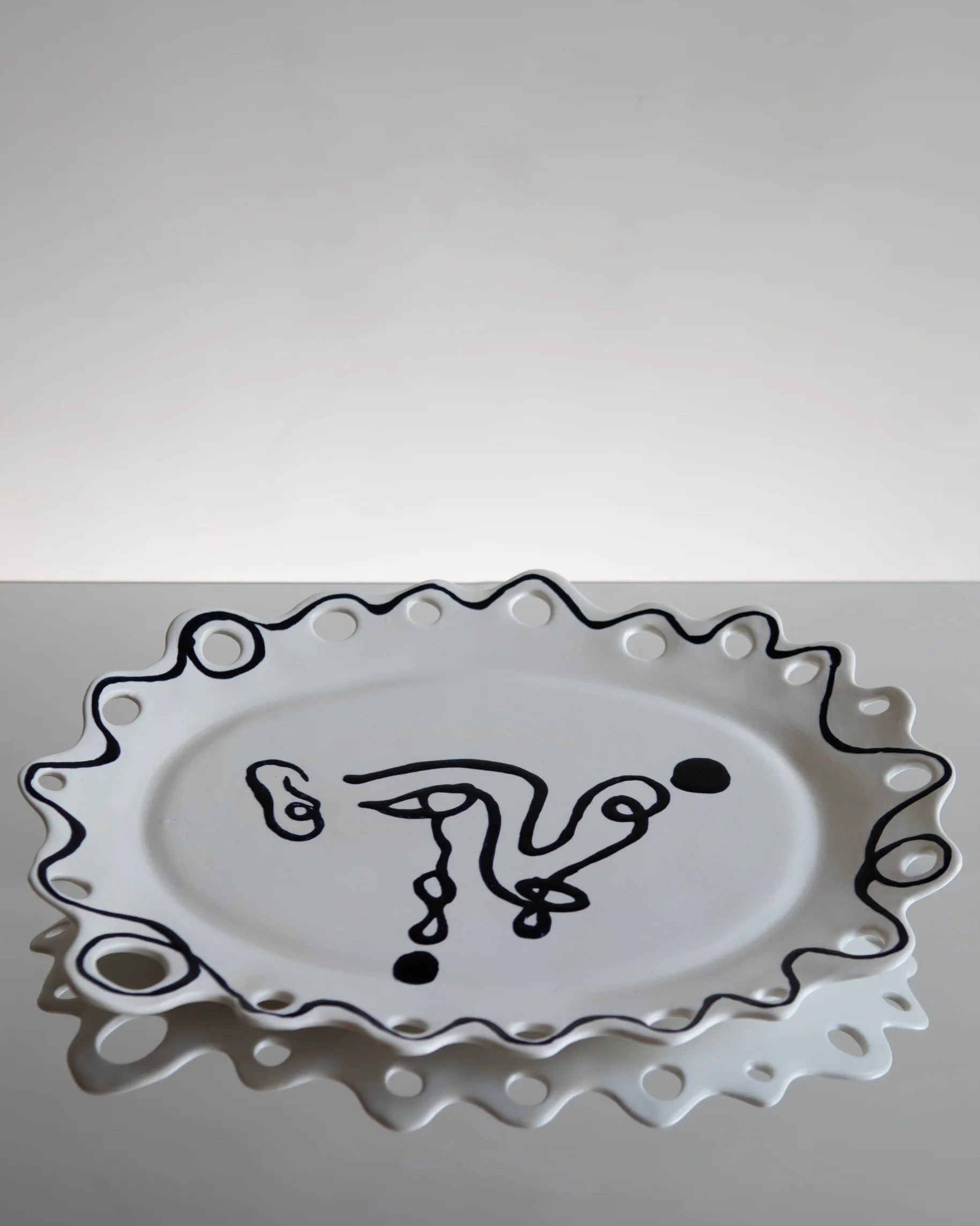 Wish Platter by House of Quentin Jones — handmade ceramic serving plate with surrealist face motif, glazed earthenware
